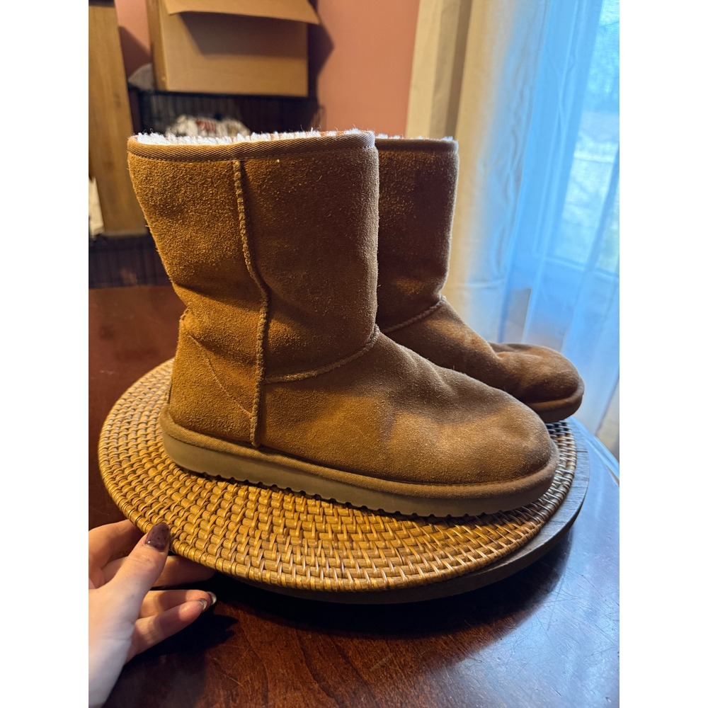 Koolaburra by UGG Victoria Short Chestnut Suede Fur Lined Boots 1017091 Size 8